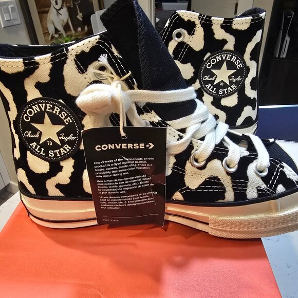 Womens Converse CHUCK Taylor All Star HI A12350C Black Leopard SIZE 9 NEW - Picture 1 of 14